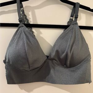 Gray Lace Trim Bralette